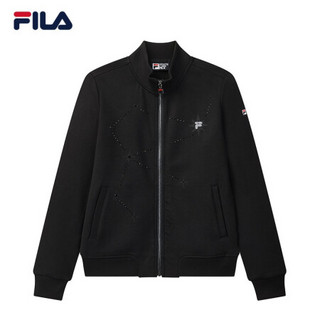 FILA（斐乐）官方女子针织外套2020秋季新款时尚休闲运动针织上衣 正黑色-BK 165/84A/M