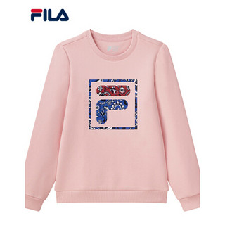 FILA 斐乐女装WHITE LINE系列官方女士套头卫衣2021年春季新款图案弹力运动上衣商场同款 香阑粉-PK 180/96A/XXL