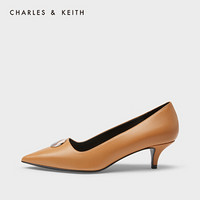 CHARLES＆KEITH2021春季CK1-61720032女士彩绘金属扣饰尖头单鞋 Caramel焦糖色 38