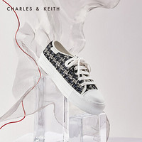 CHARLES＆KEITH2021春季CK1-71700050-1女士休闲系带运动鞋板鞋 DARK BLUE深蓝色 38