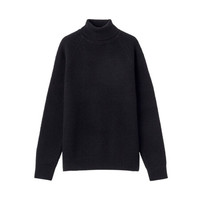 MUJI 無印良品 男士高领羊毛衫 M9AA907 黑色 XL