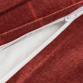 MUJI 棉法兰绒人字纹 被套套装 混红色格纹 加大双人用