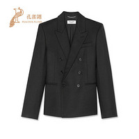 Saint Laurent Paris/圣罗兰2021新款男士YSL时尚双排扣短款夹克 黑色 44