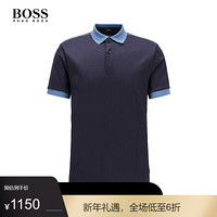 HUGO BOSS雨果博斯Polo衫男2020款春夏肩部条纹修身Polo衫50423883 402-深蓝色 L