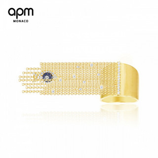 APM Monaco高级感个性时尚戒指女 复古金黄色首饰流苏食指指环 经典银色链条58