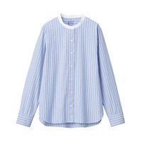 MUJI 无印良品 女士长袖衬衫 BCB14A0S 烟熏蓝色X条纹 M