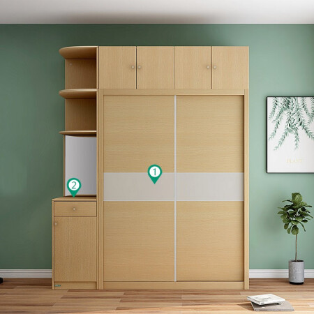 全友家居 现代简约卧室推拉门衣柜储物柜106306b  二门衣柜 衣柜左边