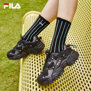 FILA 斐乐官方 FLUID猫爪老爹鞋女 2020秋季新款休闲复古运动鞋女鞋 黑-BK-F12W114140F 39