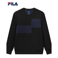 FILA 斐乐官方 男士运动卫衣2020秋冬新款套头休闲卫衣时尚男装 正黑色-BK 175/96A/L