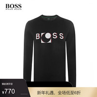 HUGO BOSS雨果博斯男士圆领字母印花LOGO长袖T恤 001-黑色 XXL