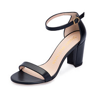 斯图尔特·韦茨曼 STUART WEITZMAN 女士黑色牛皮高跟凉鞋 NEARLYNUDE SMOOTH CALF BLACK 38.5