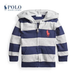 Ralph Lauren/拉夫劳伦男婴 2020年冬季条纹棉质针织连帽衫34684 020-灰色 24M