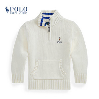 Ralph Lauren/拉夫劳伦男童 2020年冬季棉质四分之一拉链针织毛衫34627 101-白色 3/3T