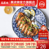 美浓烧 日本进口陶瓷 盘子创意餐具日式菜盘碟子家用饺子寿司意面平盘水果大盘子 古纹 21.0CM*5.0CM