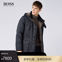 HUGO BOSS雨果博斯羽绒服男冬季保暖舒适连帽大口袋中长款棉服羽绒服50400013 480 50