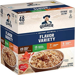 桂格 即食麦片 Quaker Instant Oatmeal Variety Pack, Breakfast Cereal, 48 Count