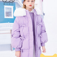巴拉巴拉儿童羽绒服女童2020新款秋冬童装中大童中长款连帽外套潮