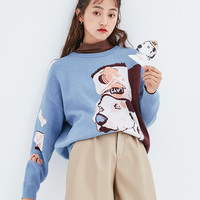 HSTYLE 韩都衣舍 2020秋冬新款复古风港味慵懒内搭宽松外穿毛衣女OM81926