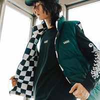 Vans范斯官方 绿色棋盘格两面穿工装机能山系背心马甲羽绒服