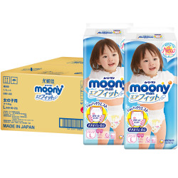 moony 尤妮佳 女婴用拉拉裤 L 44片 2包装 *2件