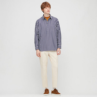 优衣库 男装 优质长绒棉套头衬衫(条纹)(长袖) 432076 UNIQLO