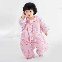 米乐鱼 彩虹恐龙谷系列 婴儿分腿睡袋 厚夹棉款 粉调恐龙队 80码