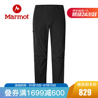 Marmot/土拨鼠时尚运动防风保暖弹性M3软壳裤男户外 曜石黑001 32