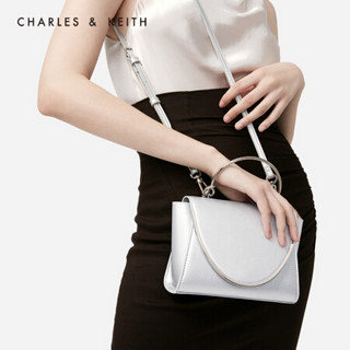 CHARLES＆KEITH2021春季CK2-50270521女士金属装饰手提单肩包 Silver银色 S