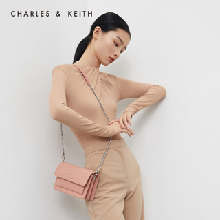 CHARLES＆KEITH2021春季CK2-80780919-3女士绗缝翻盖链条单肩包 粉红色Pink S