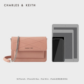 CHARLES＆KEITH2021春季CK2-80780919-3女士绗缝翻盖链条单肩包 粉红色Pink S