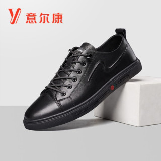 意尔康男鞋经典时尚休闲鞋平底系带板鞋简约百搭单鞋子男1112za97691w