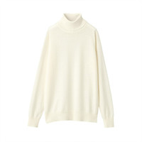MUJI 無印良品 女士高领毛衣 BAG05A0A 米白色 L