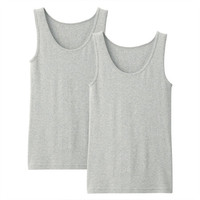 无印良品 無印良品 MUJI 女式 印度棉罗纹编织 背心2件装 灰色 L