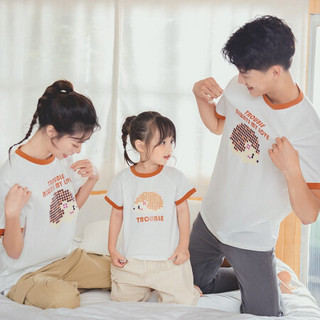 英氏儿童亲子装一家三口男女童短袖夏季新款 英氏白YRTCJ20321A01 90CM(建议1-2岁）