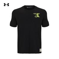 安德玛官方UA Rock强森男子运动训练圆领短袖T恤Under Armour1361725 黑色001 L
