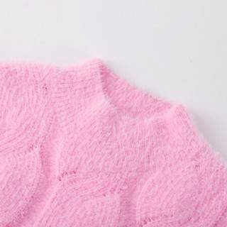 安奈儿童装女童毛衣柔滑绒感2020冬季新款女孩中领针织衫保暖宽松上衣 冰糕粉 150cm