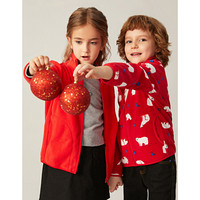 安奈儿童装男童外套薄绒2020秋新款女童夹克中大童秋冬装保暖外套EM035452 创意红 140cm