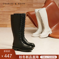 CHARLES＆KEITH2021春季CK1-90360348女士复古系带厚底马丁靴 Black黑色 37