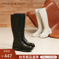 CHARLES&KEITH2021春季CK1-90360348女士复古系带厚底马丁靴 Black黑色 37