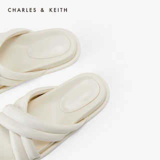 CHARLES＆KEITH2021春季CK1-70390292女士交叉带饰休闲凉拖鞋 Cream奶白色 35