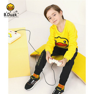 B.duck小黄鸭童装儿童套装新款男女童卫衣运动裤两件套 黄色 130cm