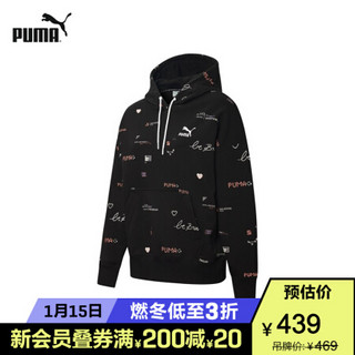 PUMA彪马官方新款女子印花连帽休闲卫衣 DIGIT PRINT 531282 黑色-01 XL