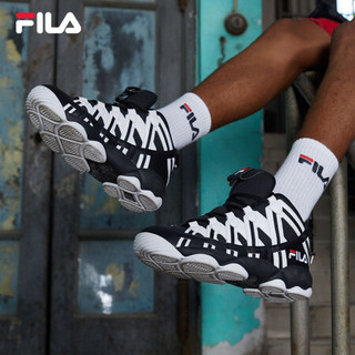 FILA（斐乐）官方 SPAGHETTI 情况款复古高帮篮球鞋 2020冬季新款运动休闲鞋男鞋女鞋 男-黑/标准白A-BW 40男