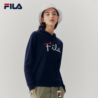 FILA 斐乐官方连帽卫衣女2020秋冬运动休闲情侣款套头衫简约长袖女上衣 传奇蓝-NV 165/84A/M