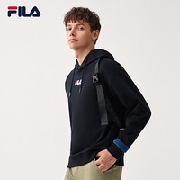 FILA 斐乐官方 男子连帽卫衣 2020冬季新款logo印花宽松卫衣潮 正黑色-BK 170/92A/M