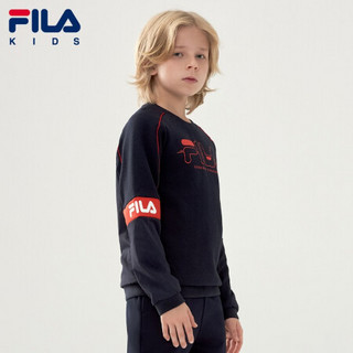 FILA 斐乐童装男童卫衣2020冬季新款中大童长袖拼接休闲套头上衣 传奇蓝-NV 140