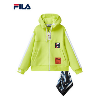 FILA x MIHARA 斐乐女士针织上衣2021年春季新款联名长袖外套 亮黄绿-LG 155/76A/XS