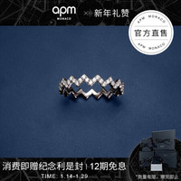 APM Monaco简约几何银戒指 Z字形食指戒 手饰时尚饰品女士礼物 经典银镶晶钻48