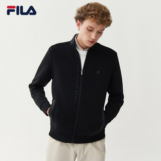 FILA 斐乐官方 男士针织上衣2021年春季新款休闲运动外套男 正黑色-BK 165/88A/S