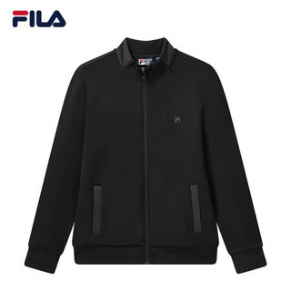 FILA 斐乐官方 男士针织上衣2021年春季新款休闲运动外套男 正黑色-BK 165/88A/S